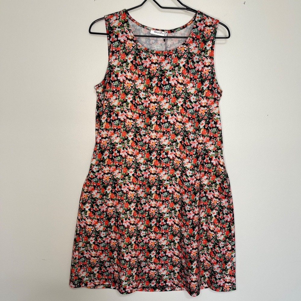 Simple Fun Sleeveless Dress Women's S Floral Flowy Everyday